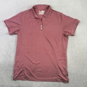 OObe Chick-Fil-a HydroChill Red Striped Short Sleeve Collared Polo Uniform Men L